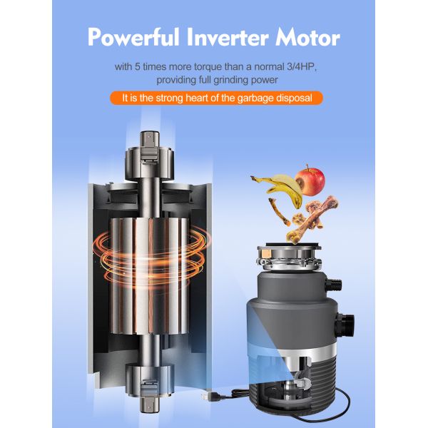 OEM 1.2Hp Grind Household Kitchen Processor Crushing Food Waste Shredder Machine Sink Garbage Disposal