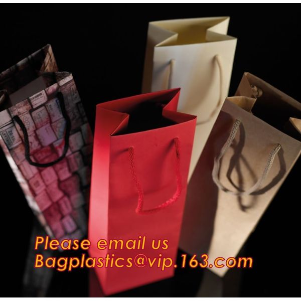 Gold foil stamp matt laminated black handle rope hair extension packaging bag red paper bag,Handle Brown Kraft Gift Pape