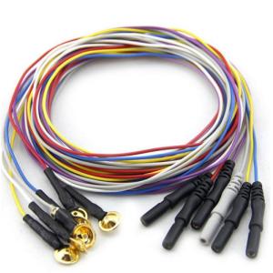 Gold Plated Flexible EEG Electrodes DIN1.5 Socket Colorful Cable For EEG Machine