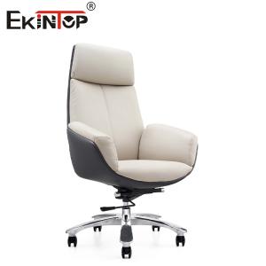 China Modern Leather Office Chair With Metal Legs Wheels Adjustable Height on sale