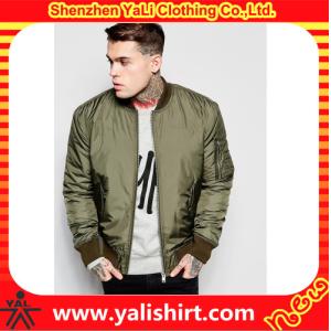 Male Vintage Ma1 Bomber Jacket With Crew Neck Collar Single Breasted