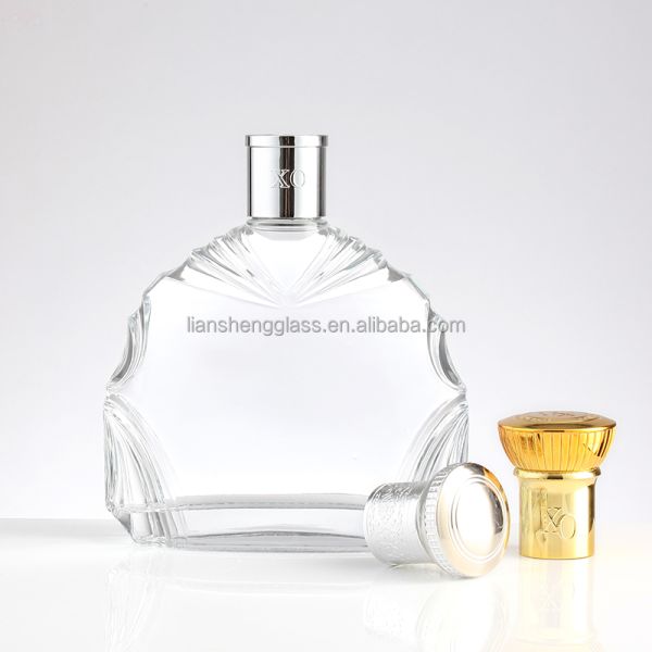 Wine tequila liquor whisky bottle Glass Bottle 500ml 750ml With Glass Lid Hot stamping