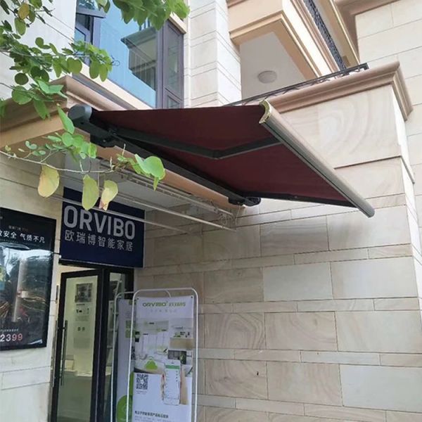 Buy Outdoor Retractable Awning With Motor Control And LED Light Garden Canopy Sunshade Awning at wholesale prices