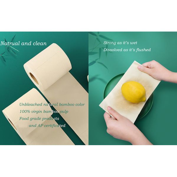 Nontoxic Eco Friendly Biodegradable Toilet Paper Roll Durable Wood Pulp Material