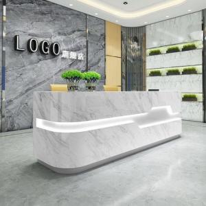 China OEM Modern Solid Surface Reception Desk Joint Seamless Extremely Durable on sale