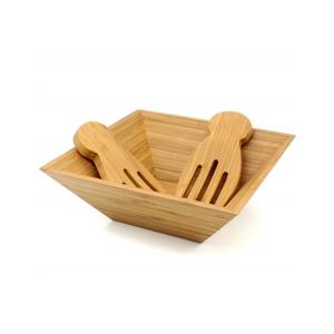 Sustainable Set Includes large Sbowl and Matching Salad Servers Bamboo Salad Set