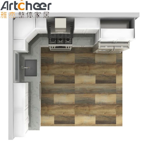 Affordable Flat Pack Kitchen Cabinet with HPL/HPDL Door Material and Customized Design