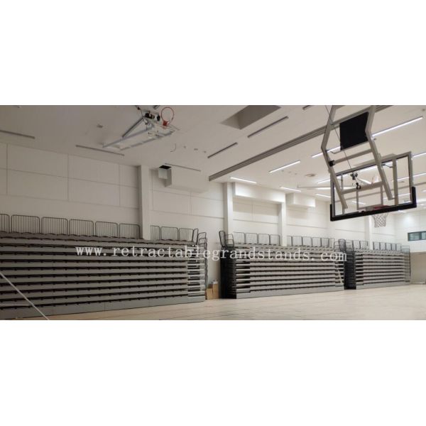 Wall Attached Retractable Theater Seating , Telescopic Seating Systems For Play Areas