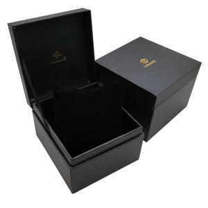 China Custom Logo Luxury Paper Gift Box Packaging Black Watch Boxes Cases With Gold Stamping on sale