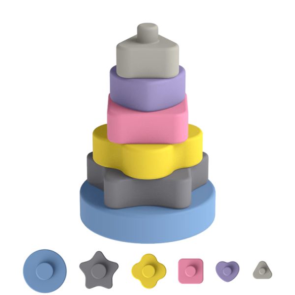 CE Educational Silicone Stacking Toys Creative Building Blocks SGS For Kids