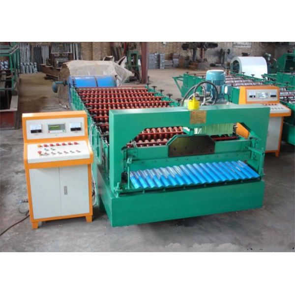 Industrial Metal Roof Panel Machine , Blue Color Roofing Sheet Forming Machine