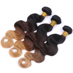 100% Real Brazilian Ombre Human Hair Body Wave No Shedding Color 1b / 4 / 27#