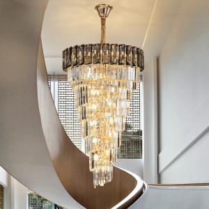 LED Spiral Luxury Crystal Golden Big Chandelier Duplex Building european crystal