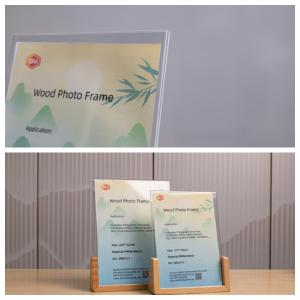 Acrylic Photo Frame With Wood Base For Tabletop Display