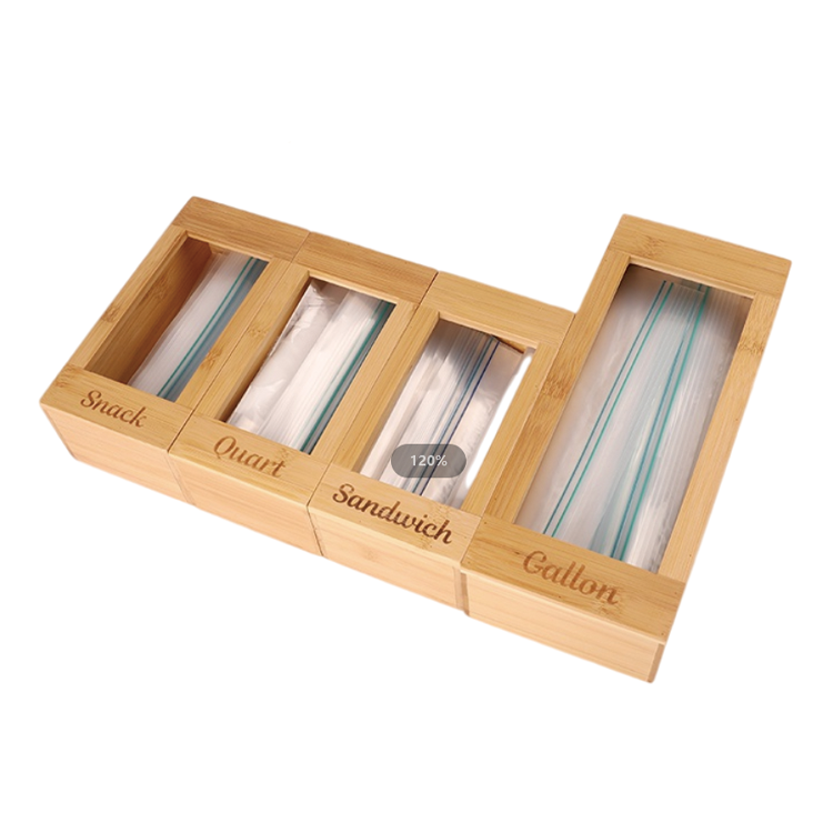 Rectangle Bamboo Ziplock Bag Fresh-Keeping Bag Aluminum Foil Plastic Wrap Storage Organizer For Drawer Separate Style 4