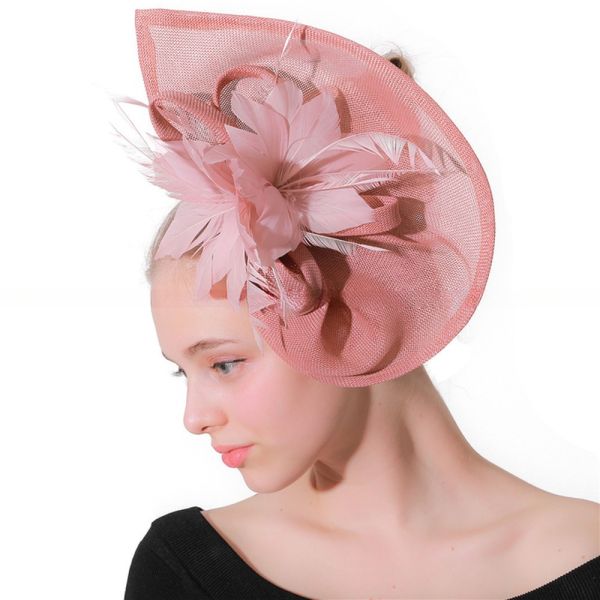 Party Decoration Sinamay Fascinator featuring Goose Feather and Wire Accessory Detail