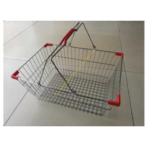 Double Handle Wire Mesh Cosmetic Shopping Hand Baskets / Stacking Chrome Silver