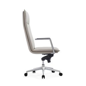 High Back Genuine Leather Executive Chair 5 Position Sychron Mechanism