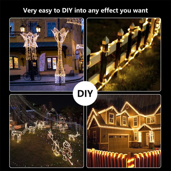 DC24V Rainbow LED Rope Lights Leather 10M 200 LED Outdoor String Light