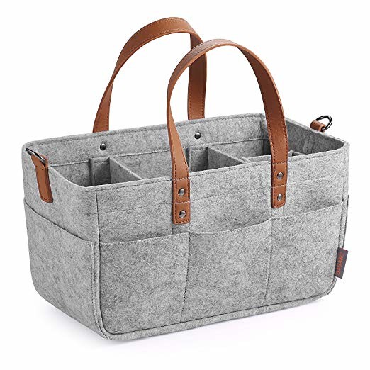 Buy Tote Washable Diaper Caddy Nursery Storage Grey Cotton Felt at wholesale prices