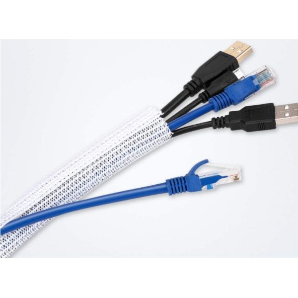 PET Monofilament Self Wrapping Split Braided Sleeving For Cable Protection
