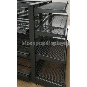 Supermarket / Retail Gondola Shelving Black Heavy Duty Double Sided Display