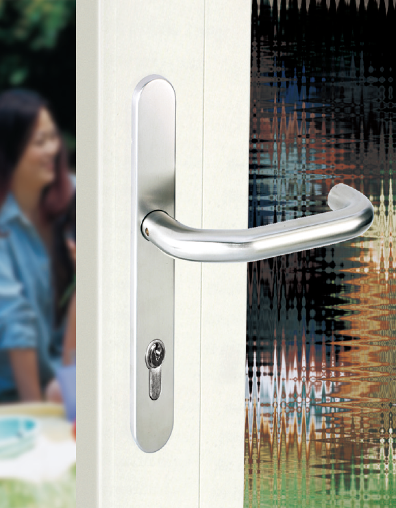 Narrow plate stainless steel door handle exterior for profile doors