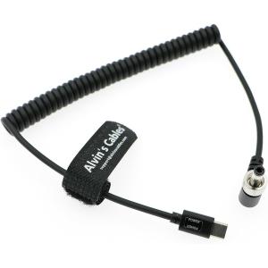 PD USB-C Type-C to Lock DC 12V Coiled Power Cable for Blackmagic Video Assist| Atomos Shogun| SmallHD| Feelworld Monitor