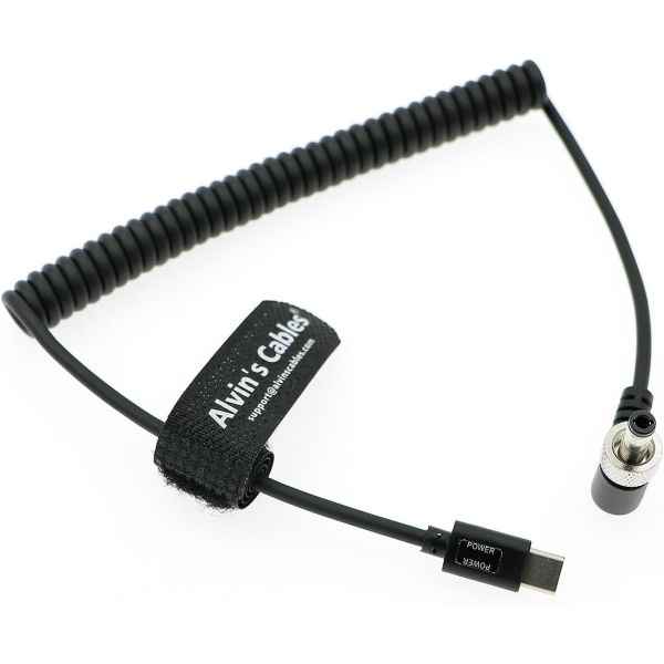 Buy PD USB-C Type-C to Lock DC 12V Coiled Power Cable for Blackmagic Video Assist| Atomos Shogun| SmallHD| Feelworld Monitor at wholesale prices
