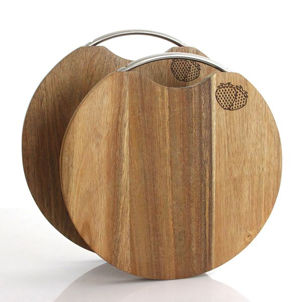 Buy Kitchen Round Dia 30cm Acacia Wood Cutting Board With Handle at wholesale prices