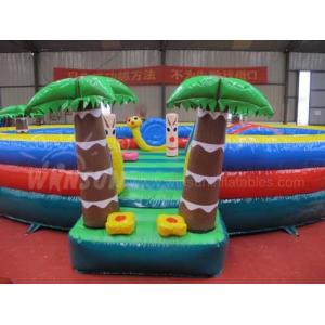 Tropical Style Kids Blow Up House / Toddler Jump House 7.3x6x2m