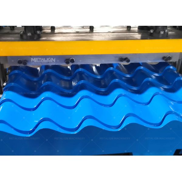 Sea Wave Metal Roof Tile Roll Forming Machine With Hydraulic Punching And Chain Drive