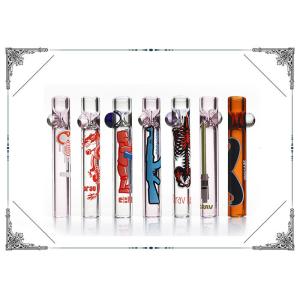 China Decals Printed Glass Chillums Hand Smoking Pipes Mini 3 inches on sale