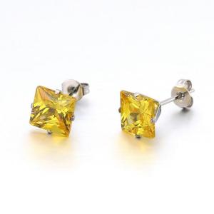 Women Men Zircon Diamond Square Stud Earrings Stainless Steel Body Piercing