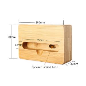 Carbonized bamboo phone stand with a Physical loudspeaker for iphoneX 8plus for