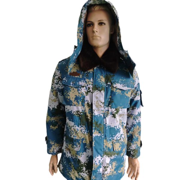 Tactical Blue Camo Insulated Jacket Detachable Thermal Liner and Adjustable