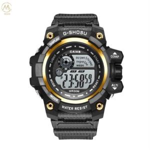 Quartz Digital Sports Watch Waterproof With Black Silicone Band