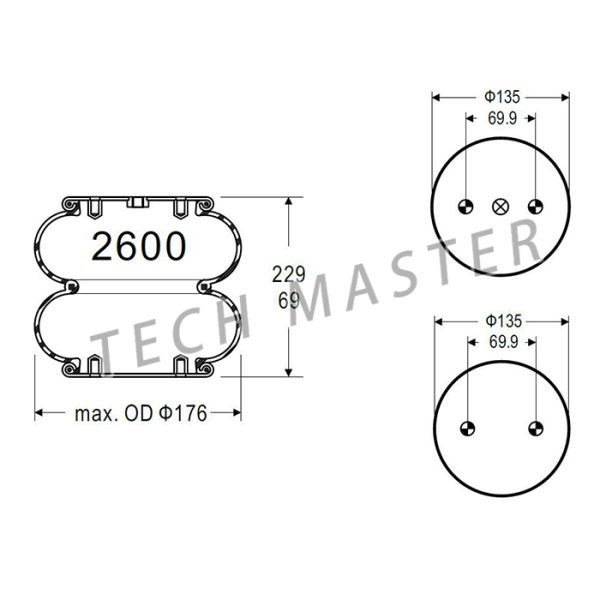 Industrial Air Springs for American Pick-Up American Carrier , Firestone W01-358-3400