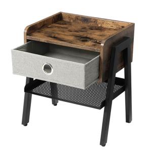 Particleboard Nightstands, Bedside Table, Nightstands with Fabric Drawer,