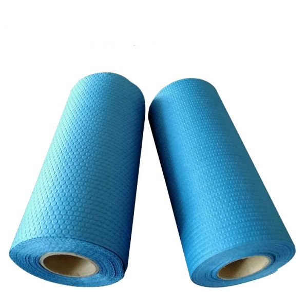 Buy Blue Embossed Non Woven Cloths Cleaning Wipes Woodpulp Material at wholesale prices