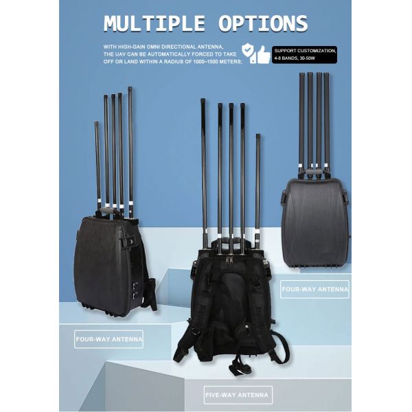 Portable Macpack Anti Drone Systems 8 Bands 320W 2.4G 5.8G 1.5G 900M 5.2G Military RF Jammer UAV Defense System