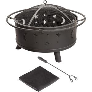 Wood Burning Charcoal Heating Stove 30 inch Round Star and Moon Firepit