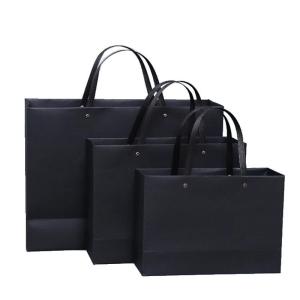 Customized Logo Black Luxury Shopping Gift Paper Bag With Handle with Flexo