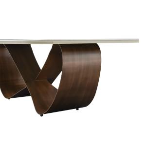 Sinuous Marble Ceramic Extending Dining Table , Architectural Glass Dining Table