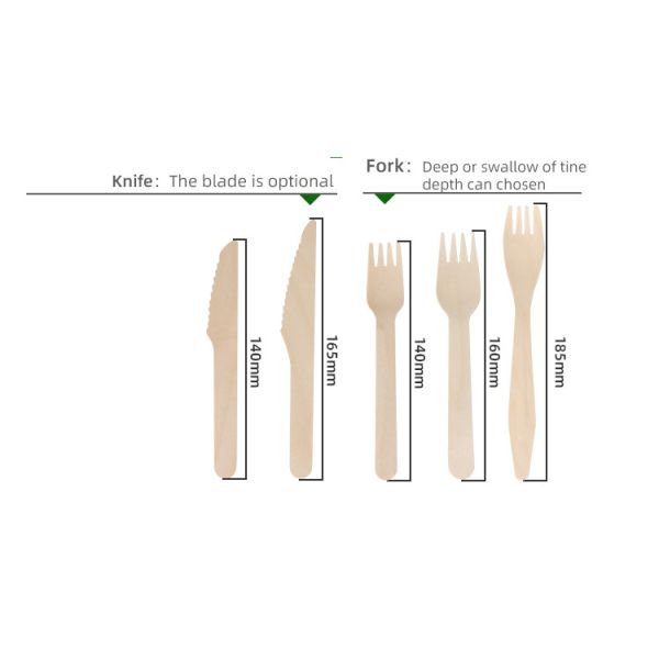Custom Size Compostable Wooden Cutlery Disposable Wood 140mm Knife