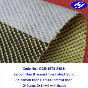 China 3x1 Twill Aramid Fiber Fabric 240GSM With Anti Dispersing Linning on sale