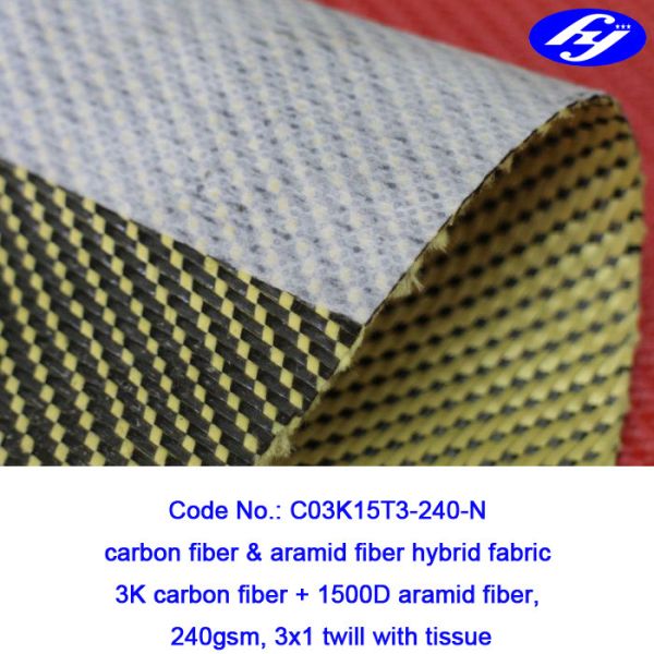 Buy 3x1 Twill Aramid Fiber Fabric 240GSM With Anti Dispersing Linning at wholesale prices