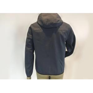 Soft Shell Mens Polyester Bomber Jacket , Nylon Hooded Jacket Navy Blue Color