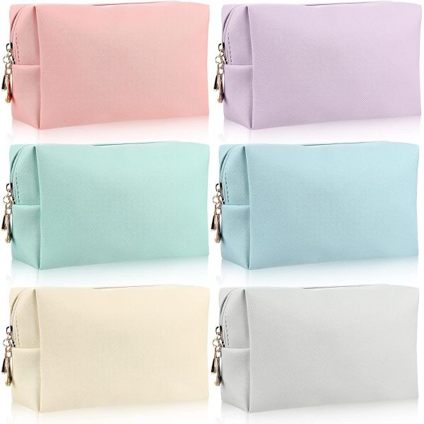 Buy Makeup Bag Leather Zipper Cosmetic Bag Water Resistant Versatile Makeup Pouch Travel Cosmetic Organizer Portable at wholesale prices