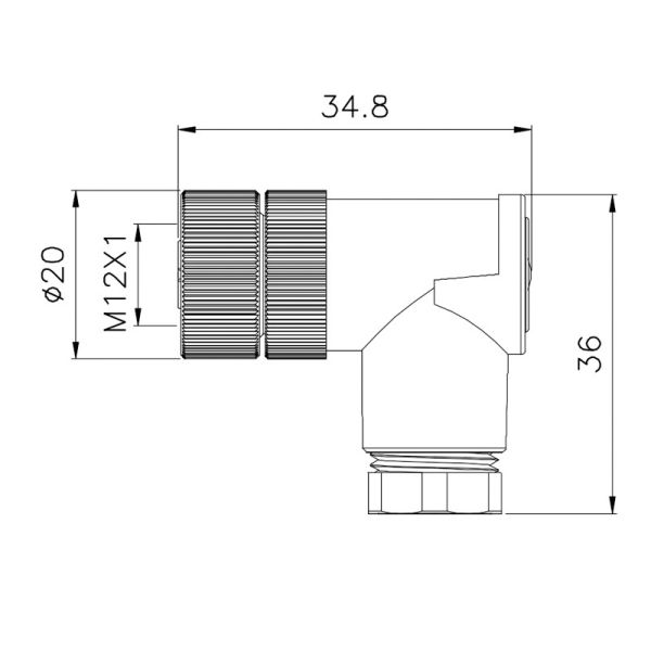 PA66 M12 Waterproof Connector IP67 IP68 Metal 4pin 5pin Elbow Plug Cable Gland PG7